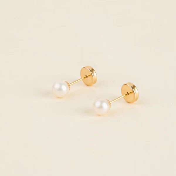 Aros Abridores Perla Cultivada 3mm Oro 18k Bebé