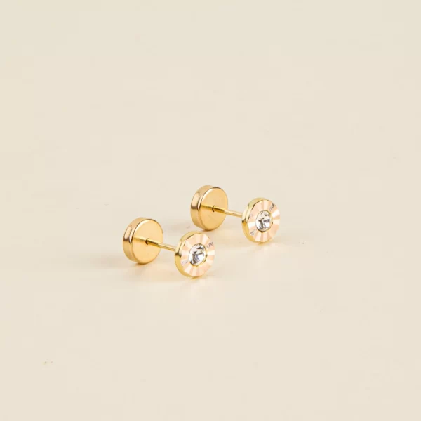 Aros Abridores Diamantados con Piedra Oro 18k Bebé