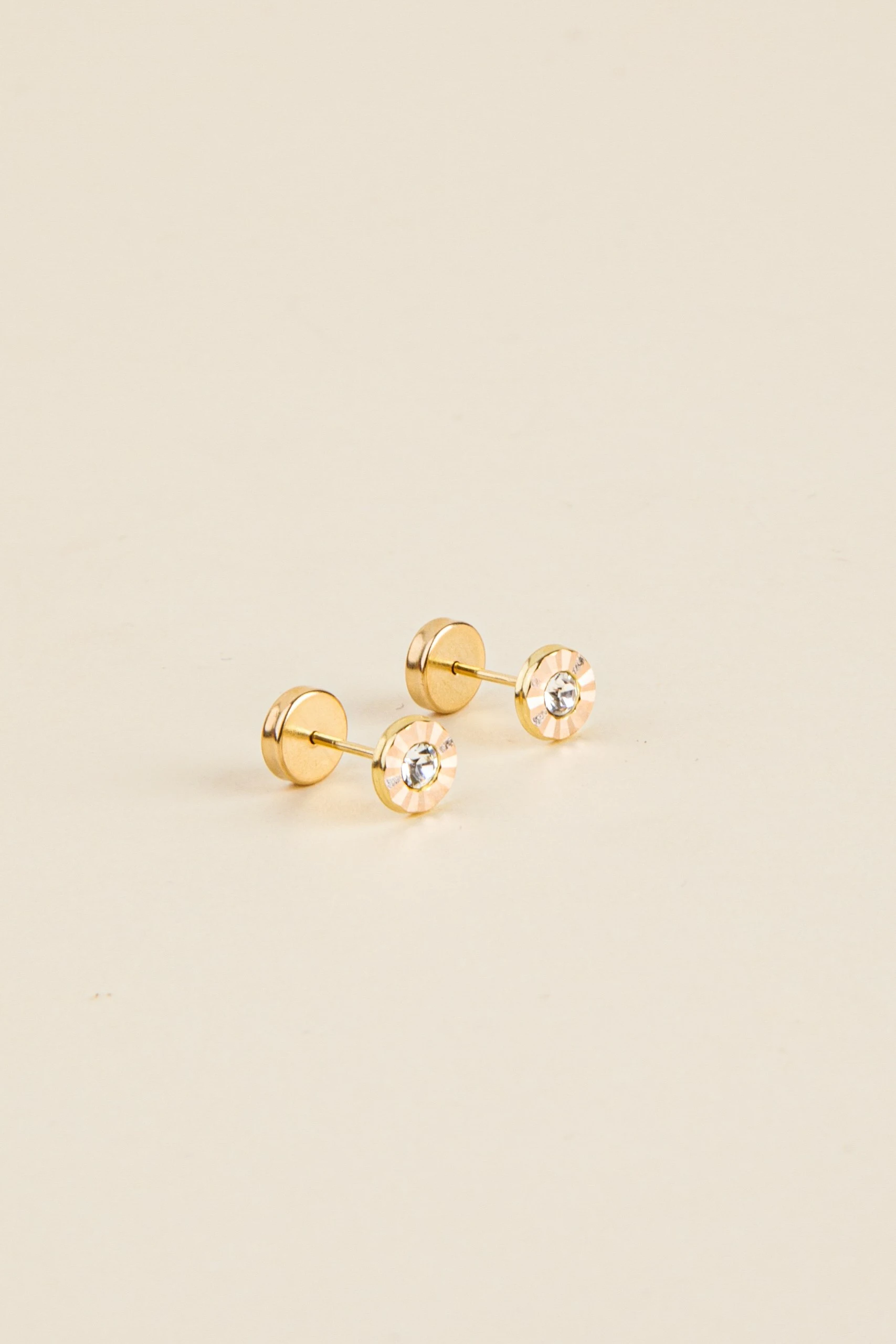 Aros Abridores Diamantados con Piedra Oro 18k Bebé