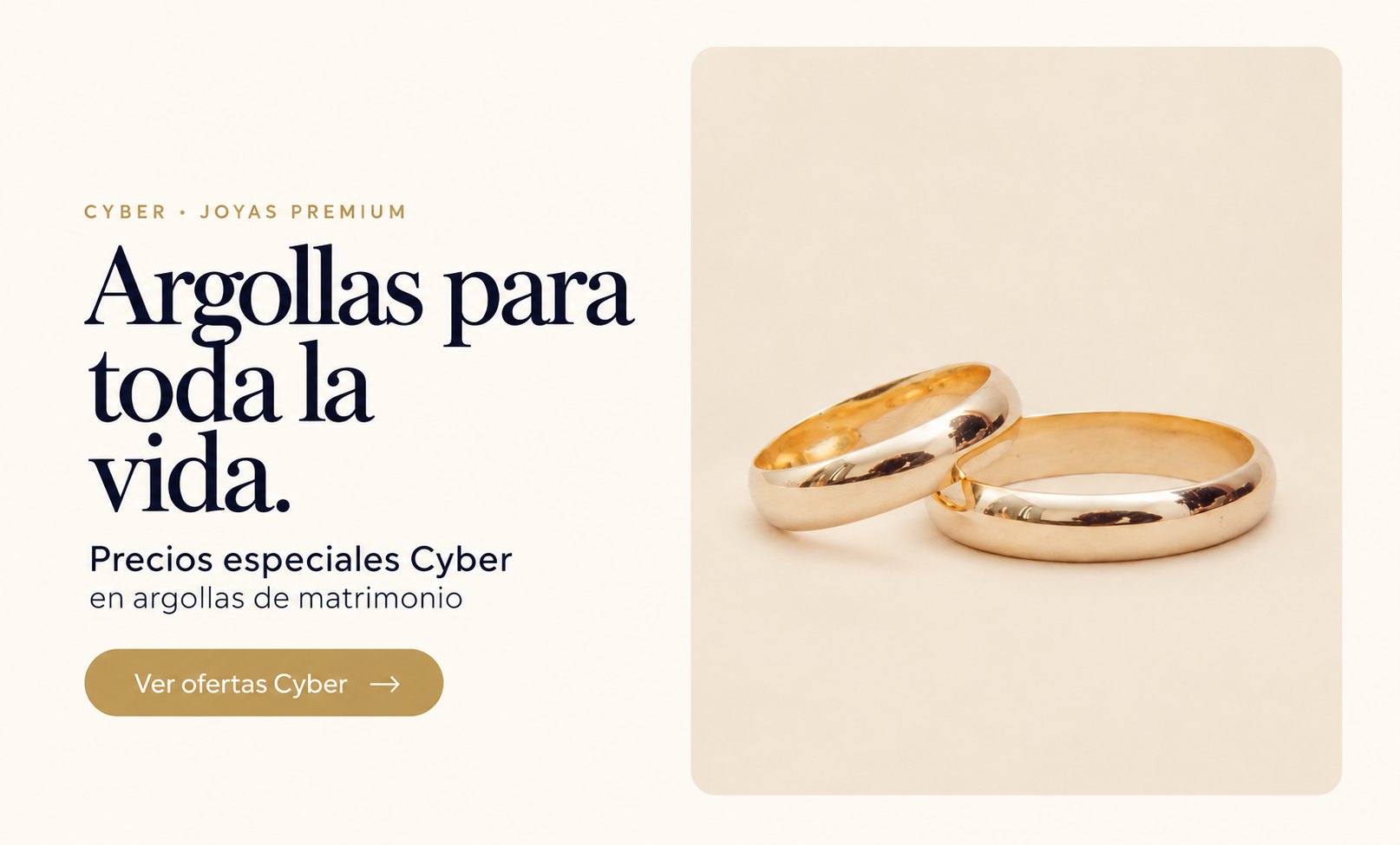 Cyber Joyas Premium: precios especiales en argollas de matrimonio de oro